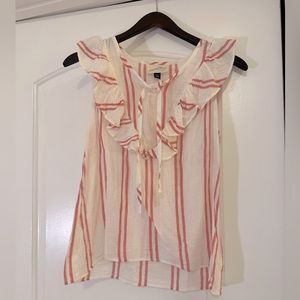 GUC Women's Red & White Striped Ruffle Tank Top - Universal Thread - Size XS